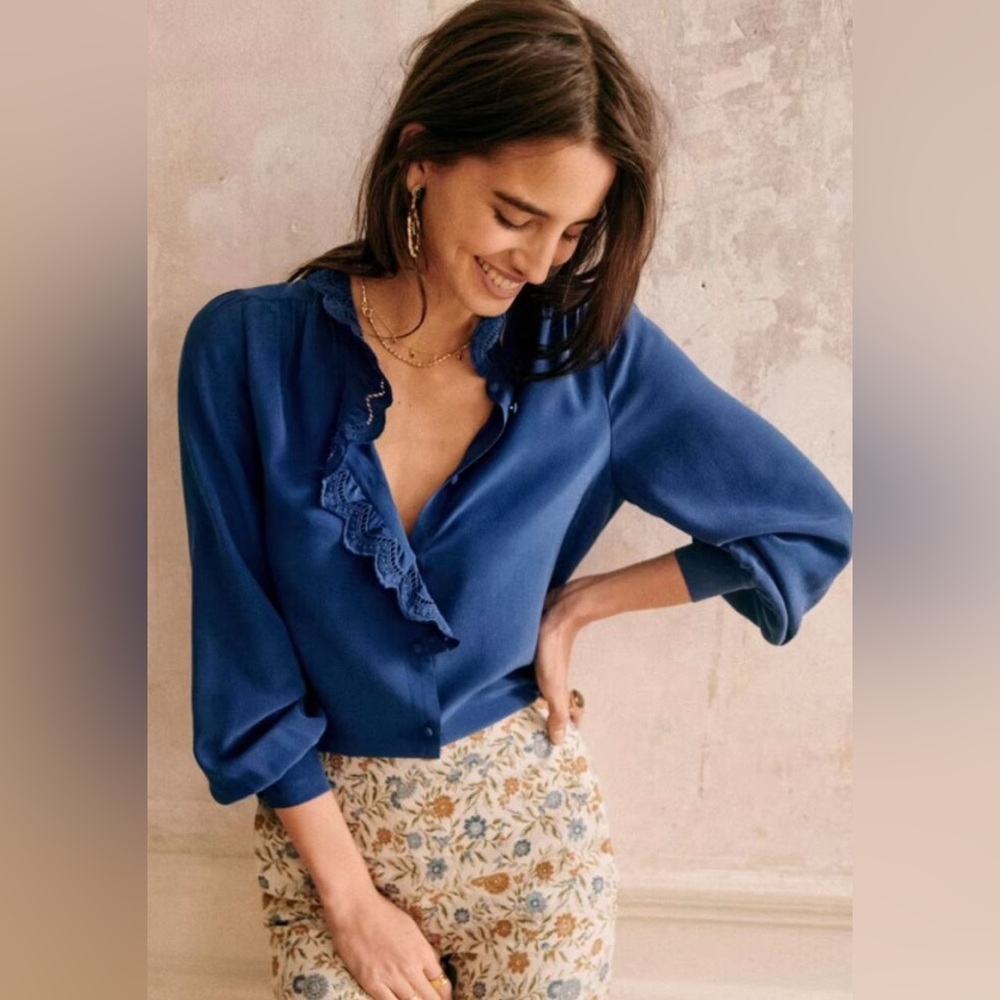 Sézane Chloe Blouse, Blue